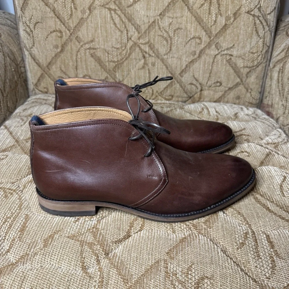 Rodd Gunn Men Boots Brown Leather Pebbly Hill Ankle Bootie Dress Casual 44 US 11